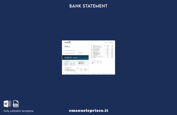 modello di pagine di parole dell'account dell'estratto conto USA Capital One in 